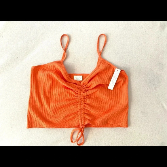 Abound stripped Orange Ruched Front Strappy Crop Top size large - Picture 3 of 6